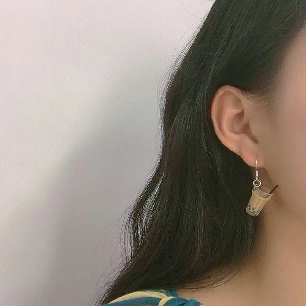 Cute 3D Simulation Bubble Tea Earrings