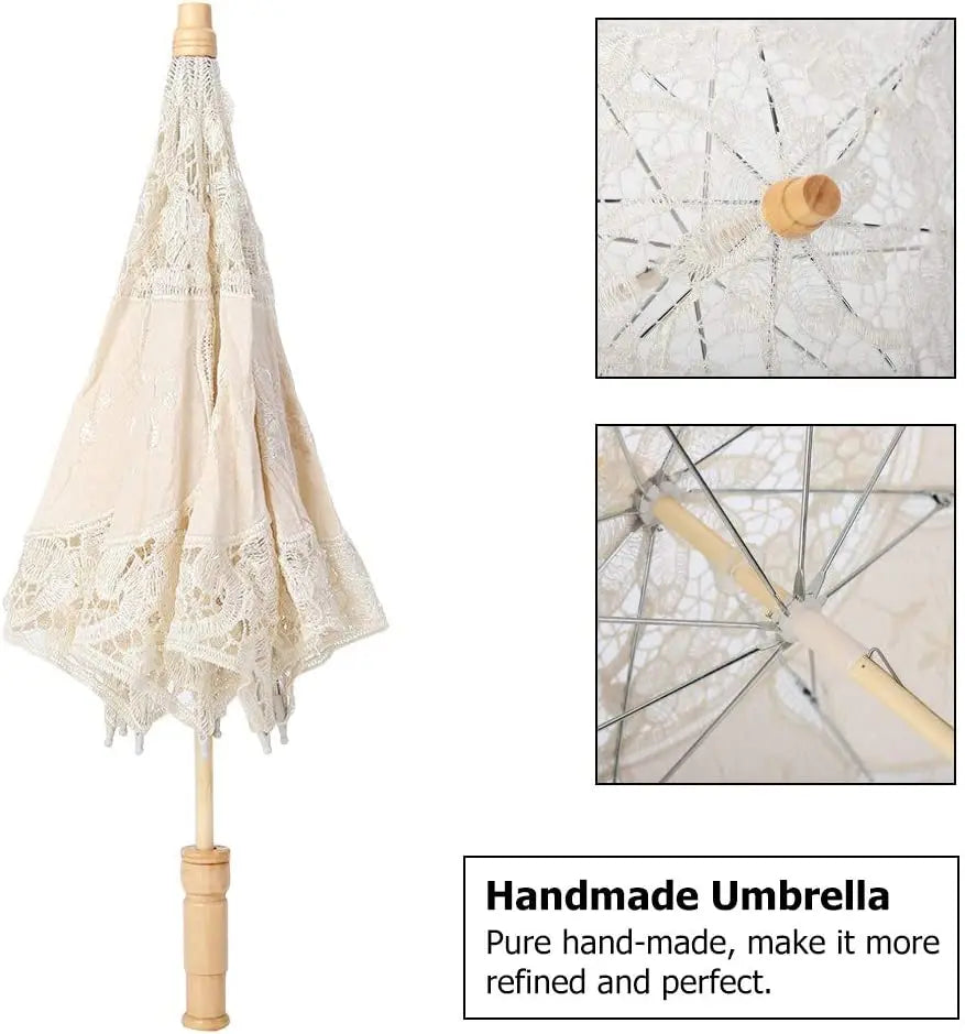 6/12PCS Vintage Lace Parasol Umbrellas Wedding Bridal Umbrella Photograph