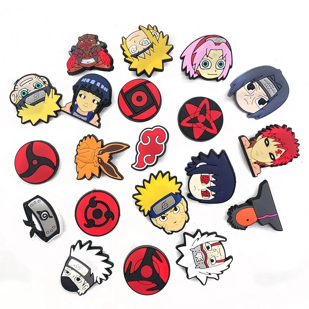 20Pcs/set Naruto Decoration Anime Shoe Croc Charms Cute Sandals Shoes Accessories Kawaii