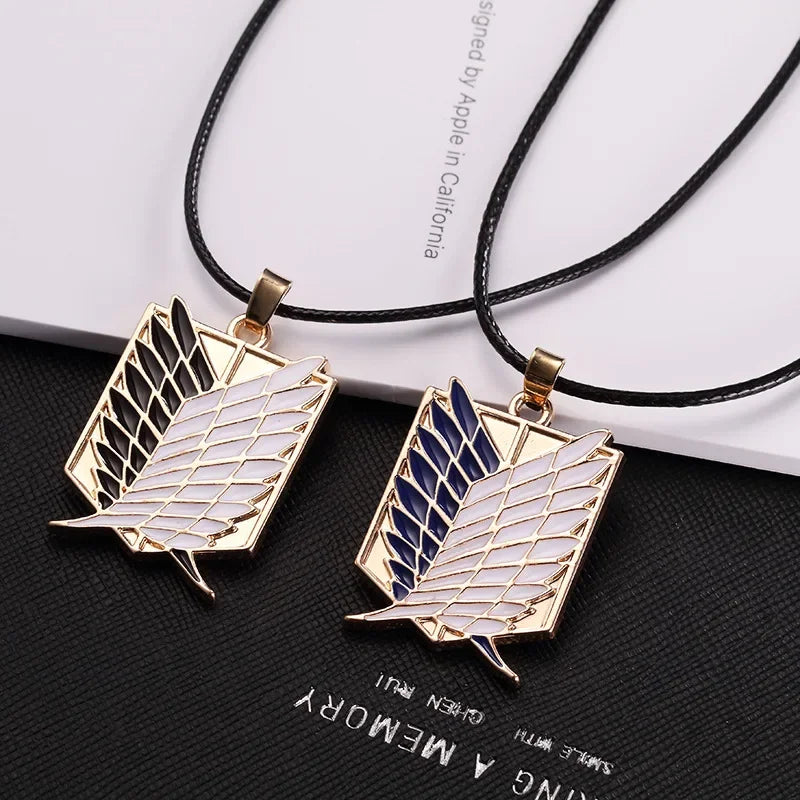 Anime Attack on Titan Alloy Necklace Wings of Liberty Shingeki Pendant No Kyojin Leather Chain