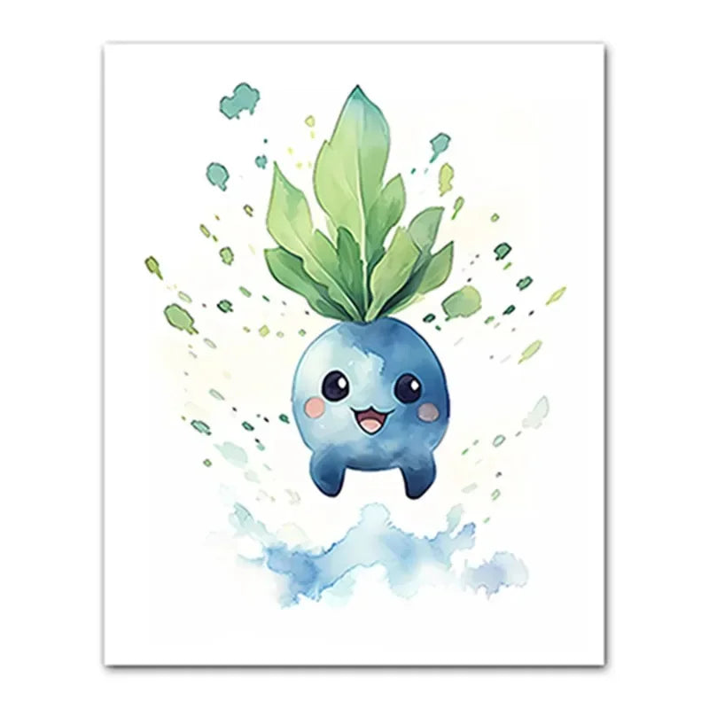 Anime Pokemon Canvas Painting Bulbasaur Charmander Squirtle Poster and Print Watercolor Wall Art