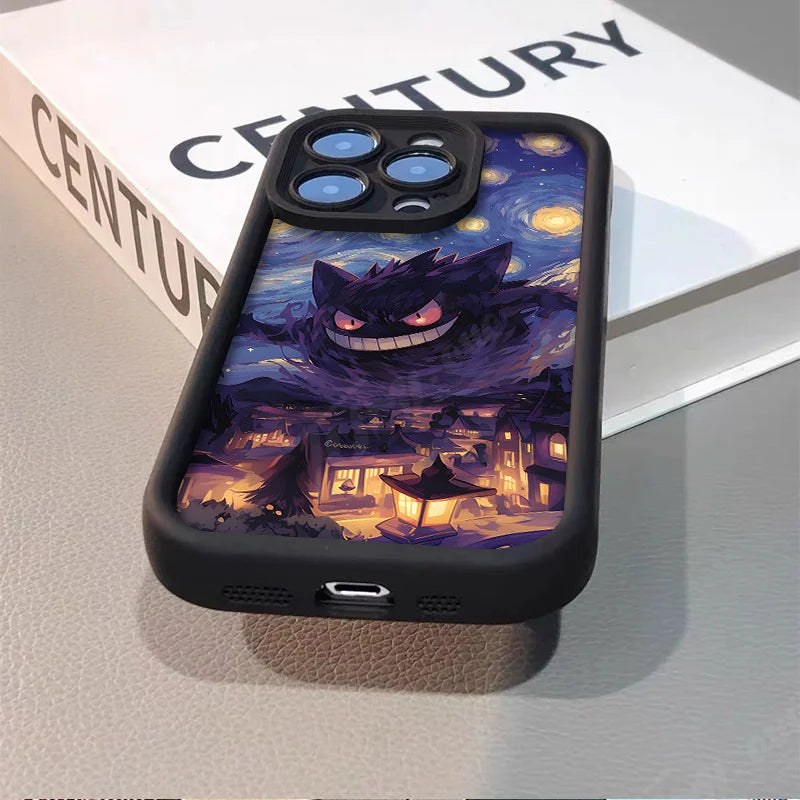 Oil Painting P-Pokemon Case for iPhone 14 15 Pro Max 13 12 11 X XS XR 7 8 Plus SE