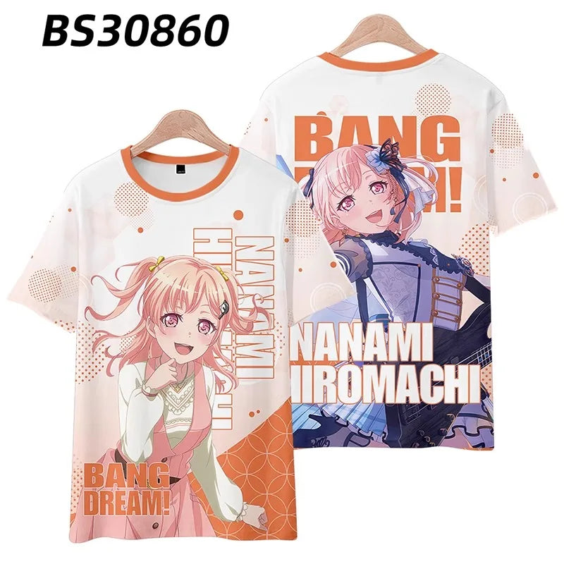 Anime BanG Dream! Poppin'Party Print T shirts Fashion