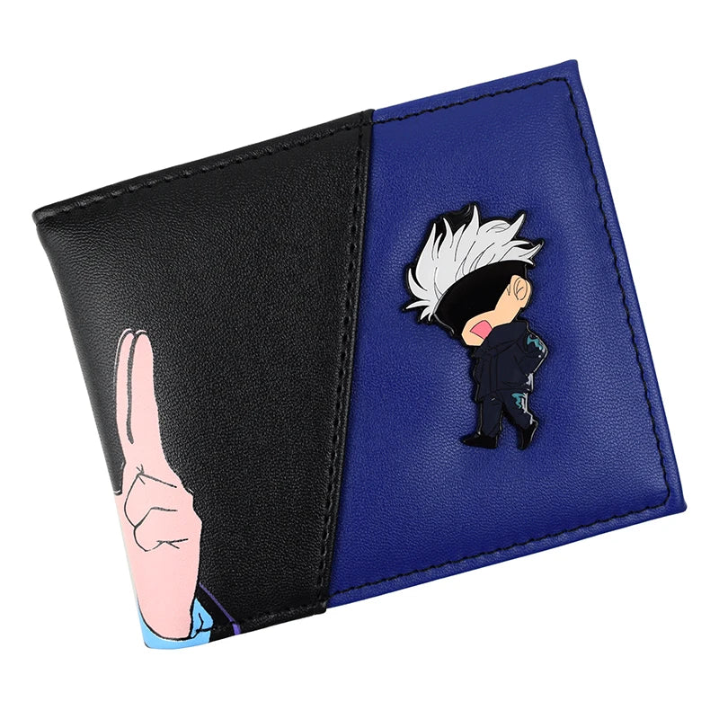 KAYOU Hot Jujutsu Kaisen Wallet Cool Metal Design Short Purse with Zipper Pocket