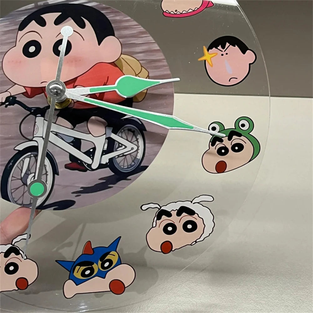 Kawaii Anime Crayon Shin-Chan Acrylic Clock Cute Creative Simple Desktop Pendant Wall Hanging Clocks