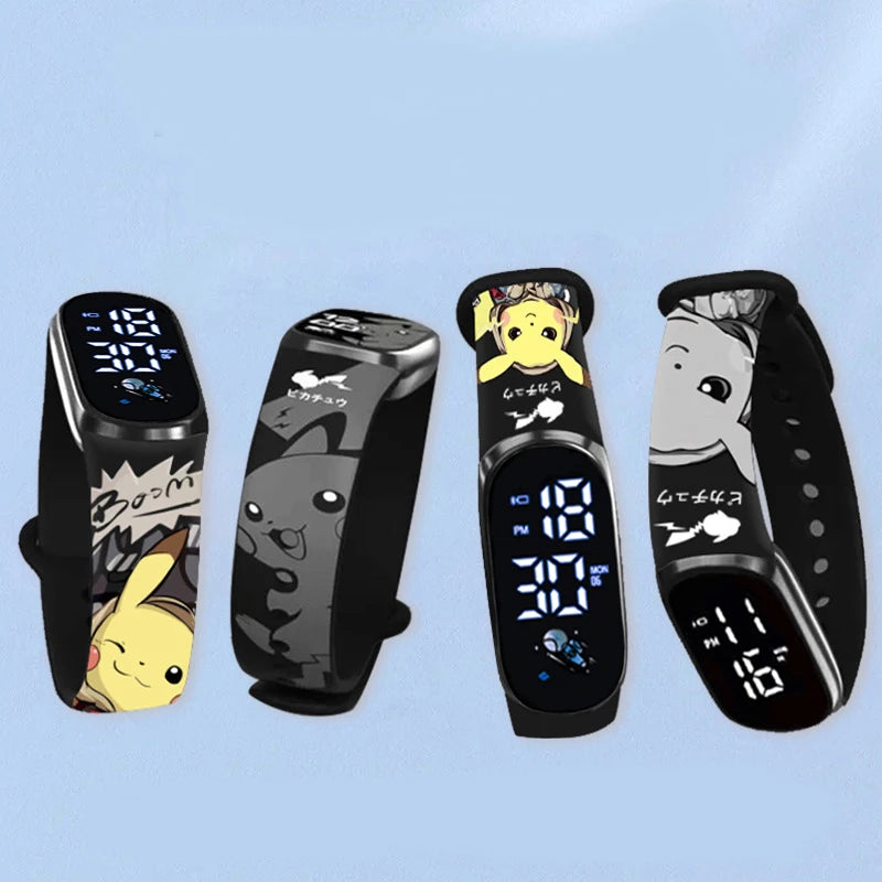 Pokemon Strap LED Electronic Watch Fashion Colorful Bracelet Touch Waterproof Anime Character Pikachu Digital Watches