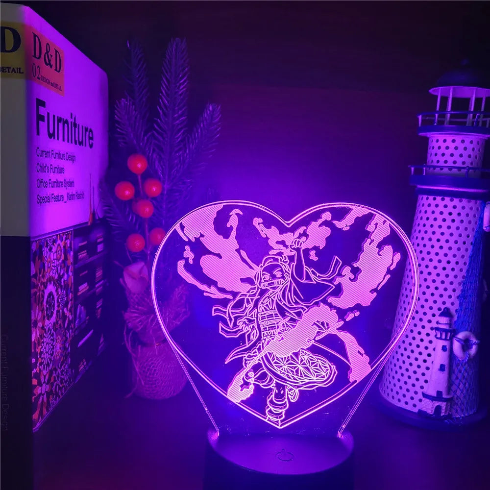 Demon Slayer Nezuko Tanjirou Zenitsu 3D Night Lights Kimetsu no Yaiba Akaza LED Figure Night Lamp