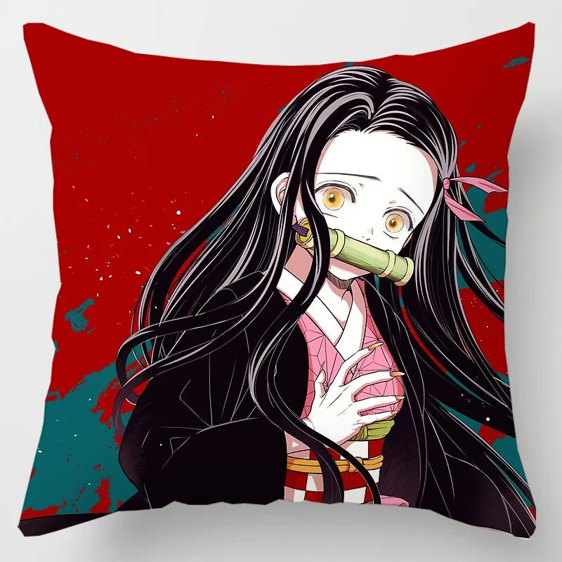 45 * 45CM Demon Slayer Kimetsu No Yaiba Pillowcase Home Decor Sofa