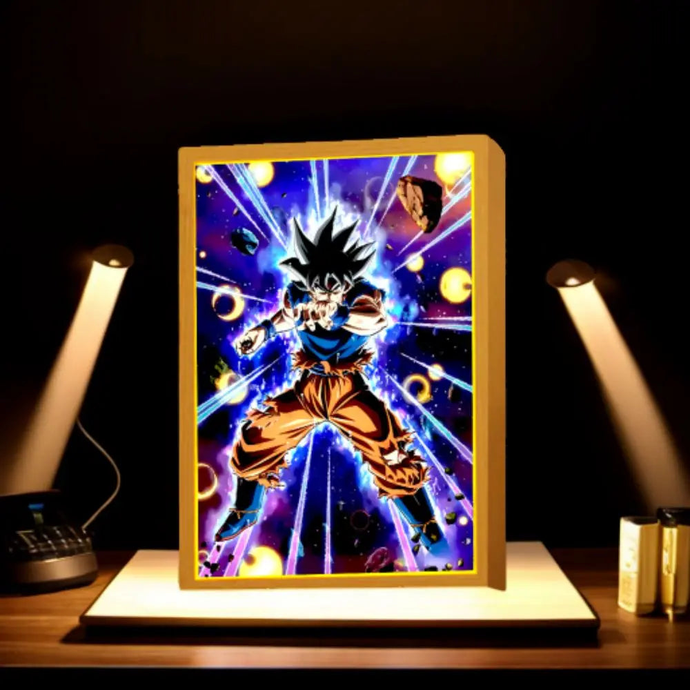 Anime Figure Dragon Ball  Light Painting Photo Frame Goku Vegeta Led Night Light