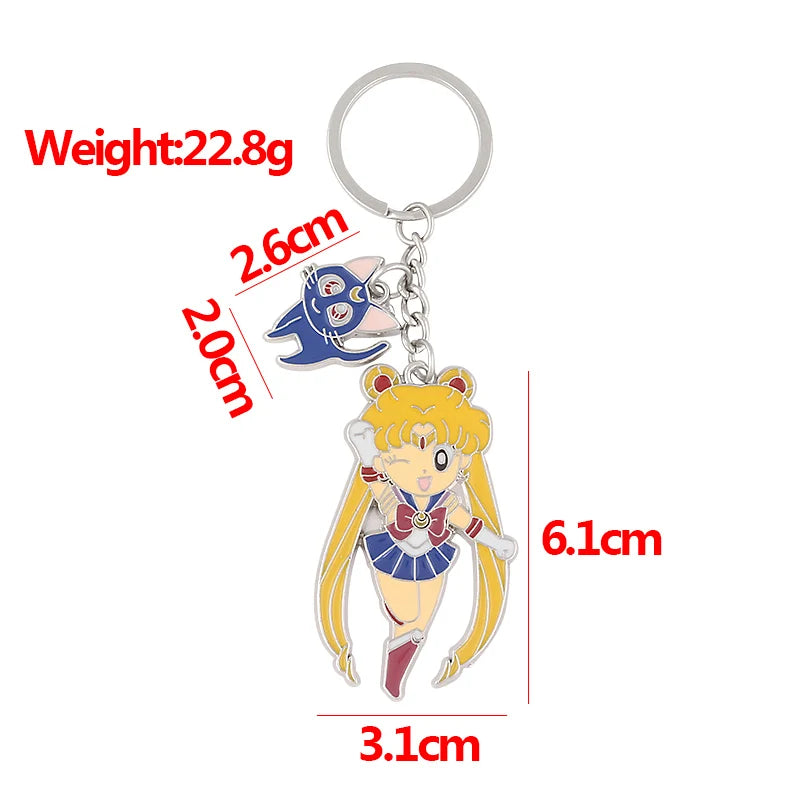 Anime Star Moon Metal Keychain Usagi Luna Cat Sailormoon Props Key Chain Pendant