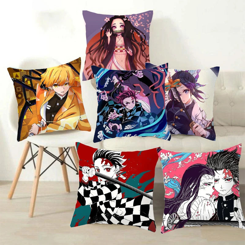 45 * 45CM Demon Slayer Kimetsu No Yaiba Pillowcase Home Decor Sofa