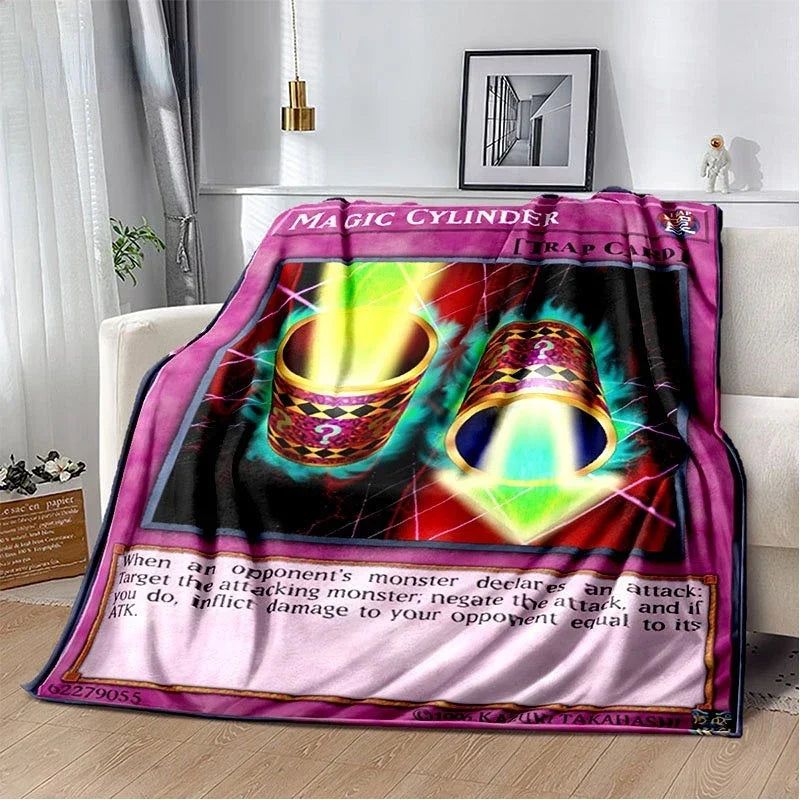 Anime Yu Gi Oh Card Throw Blanket Blue Eyes White Dragon Anime Home Decor