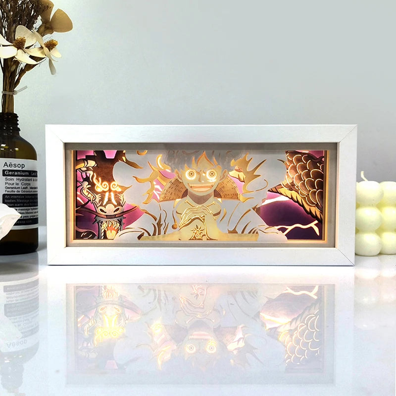 Anime One Piece Series paper Cut Shadow Box Light