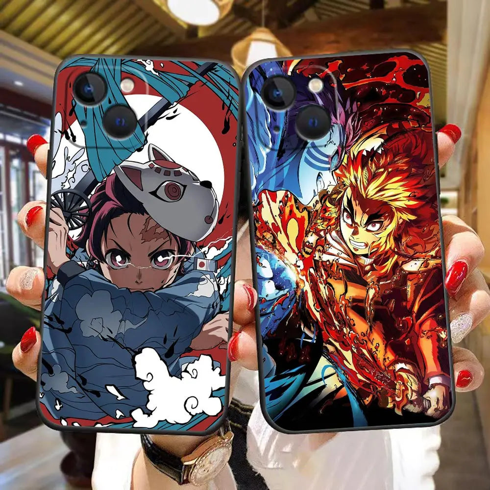 TanjiRo Nezuko Demon Slayer Phone Funda Coque Case For iphone 15 14 13 12 11 Pro XS Max Mini X SE 8 7 Plus