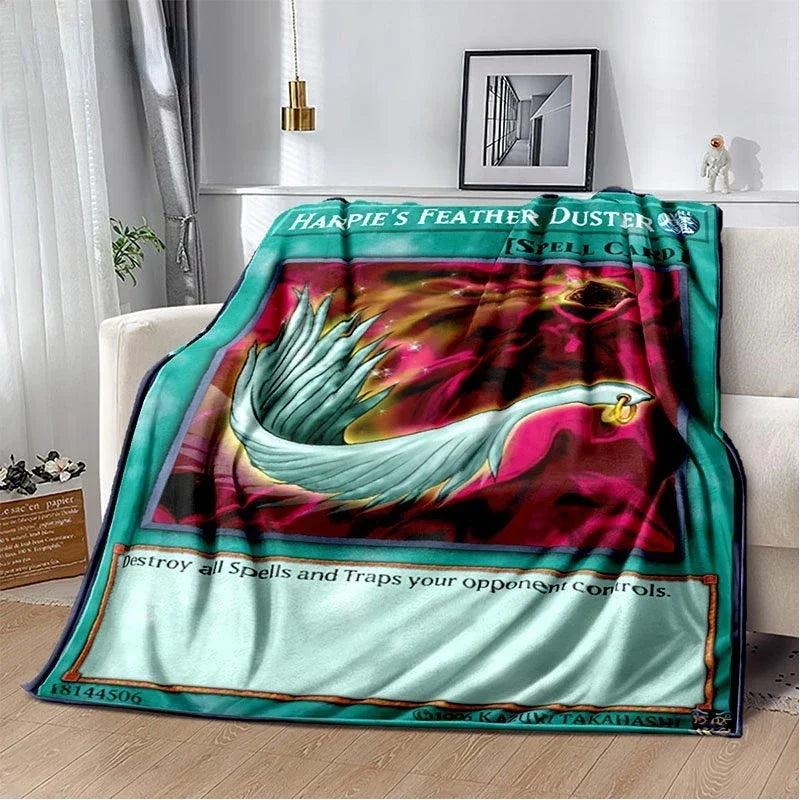 Anime Yu Gi Oh Card Throw Blanket Blue Eyes White Dragon Anime Home Decor