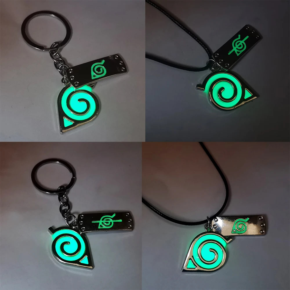 Anime Naruto Keychain Uzumaki Konoha Logo Anime Key Ring GLOW In The DARK