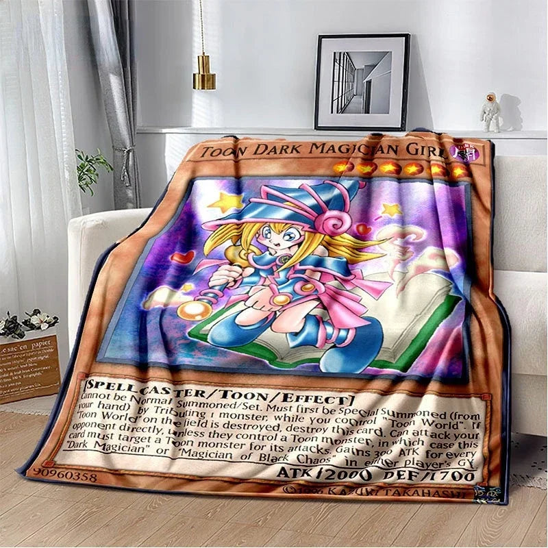 Anime Yu Gi Oh Card Throw Blanket Blue Eyes White Dragon Anime Home Decor