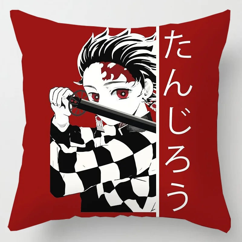 45 * 45CM Demon Slayer Kimetsu No Yaiba Pillowcase Home Decor Sofa