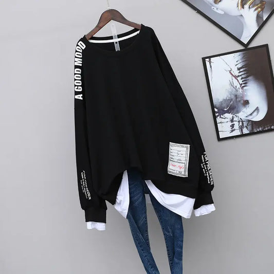 Woman Aesthetic Kpop Clothes Elegant Long Anime Streetwear Pullover Clothing Top Loose Graphic