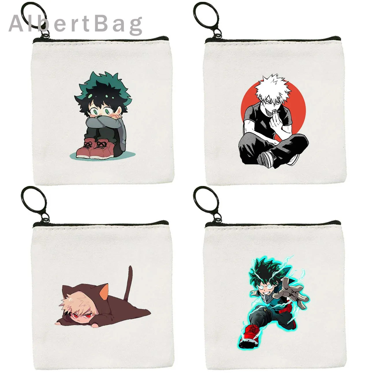 Cute Anime My Hero Academia Deku Todoroki Tsuyu Bakugo Genius Canvas Coin Purse Key Case Small Bags Wallet Zipper Pouch