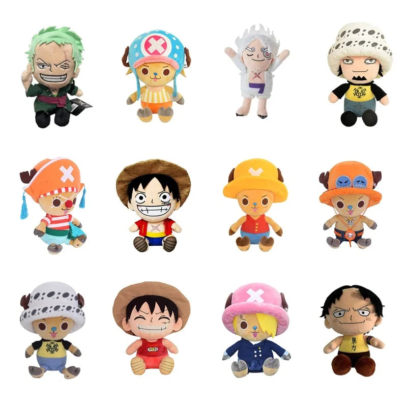 Original 25CM One Piece Anime Figures Plush Zoro Luffy Chopper Ace Law