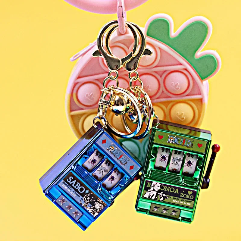 ONE PIECE keychain Casino Game Console Mini Fruit Slot Keychain