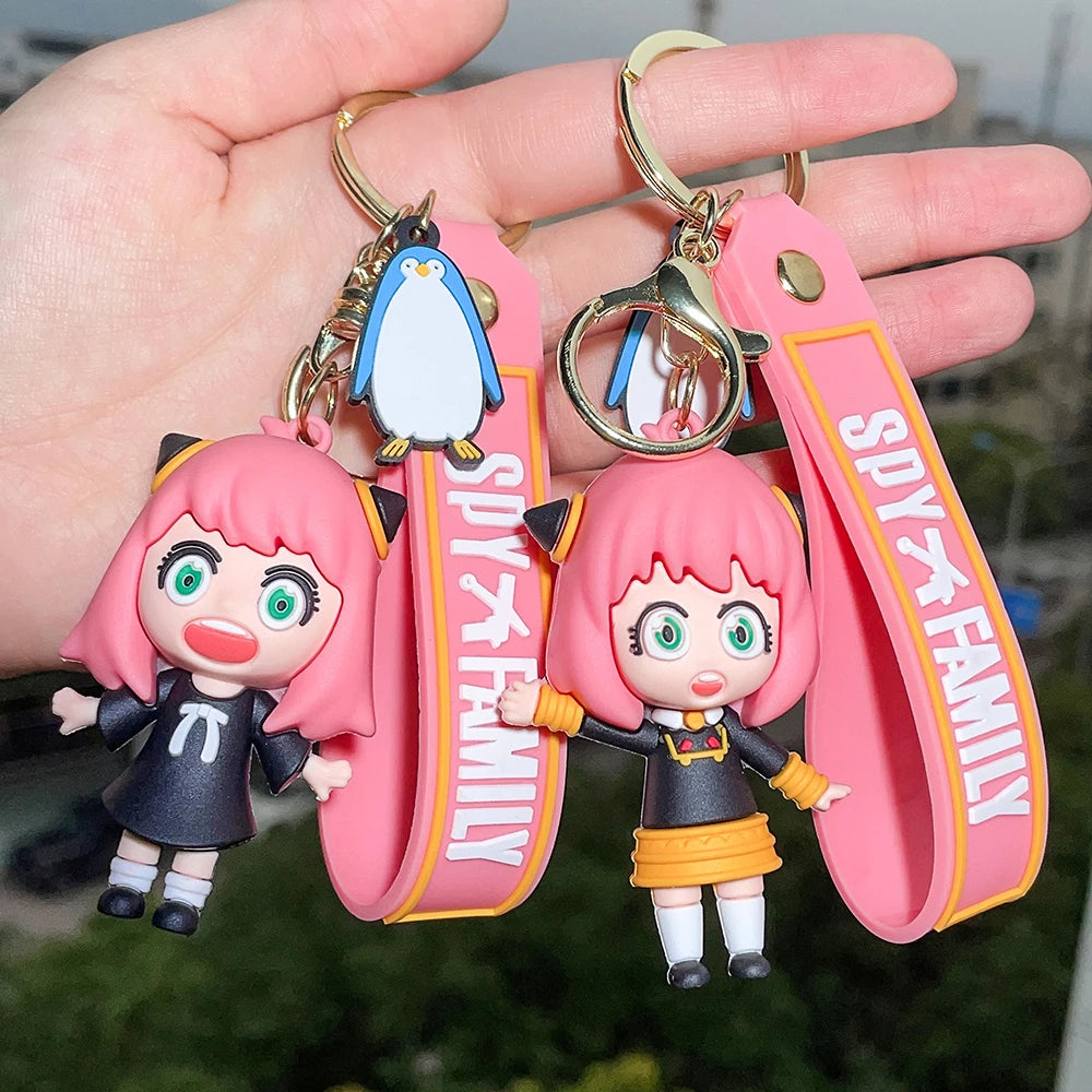 Spy X Family Keychain Anime Figures Twilight Anya Yor Loid Forger Key Chain 3D Soft Silicone Backpack Keyring Pendant