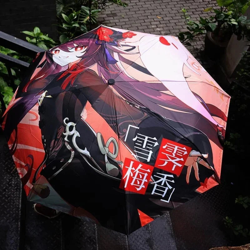 Anime Genshin Impact Umbrella Ganyu Hutao Three-folding UV Blocking