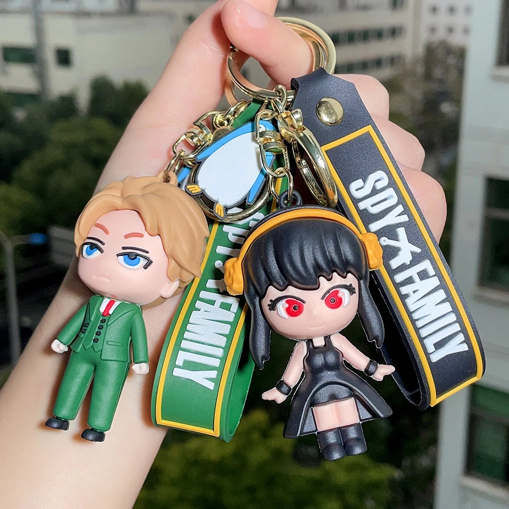 Spy X Family Keychain Anime Figures Twilight Anya Yor Loid Forger Key Chain 3D Soft Silicone Backpack Keyring Pendant