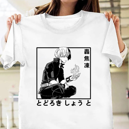 Hot Anime Todoroki Shoto Print Short Sleeve T Shirts Women Men Casual Shirts