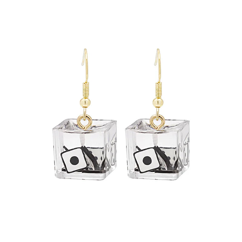 Three-Dimensional Square Dice Earrings