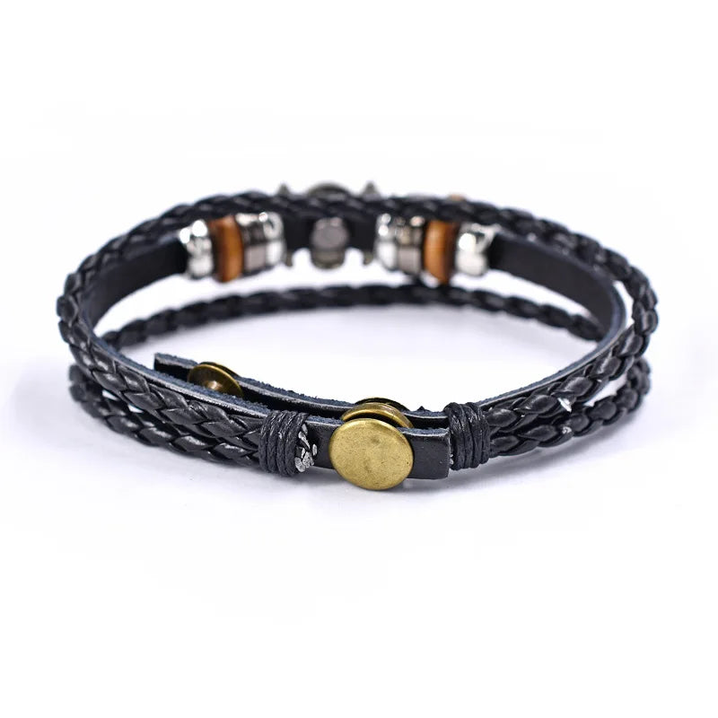 One Piece Luffy brayed Rope Bracelet for Men Anime Straw Hat Leather Bracelet