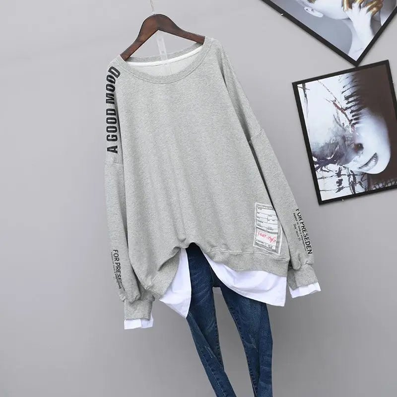 Woman Aesthetic Kpop Clothes Elegant Long Anime Streetwear Pullover Clothing Top Loose Graphic