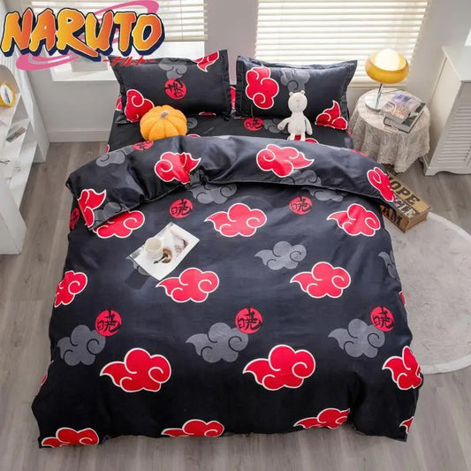 Naruto Akatsuki Bed 3/4cps Bedding Set Anime Prints Summer Winter Blankets For Bed