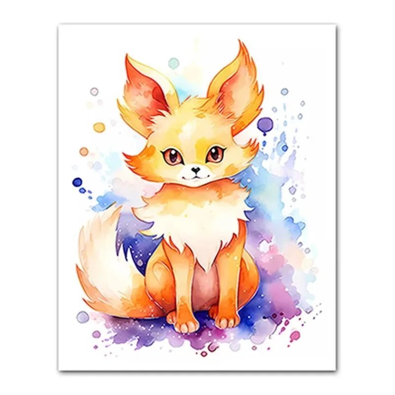 Anime Pokemon Canvas Painting Bulbasaur Charmander Squirtle Poster and Print Watercolor Wall Art