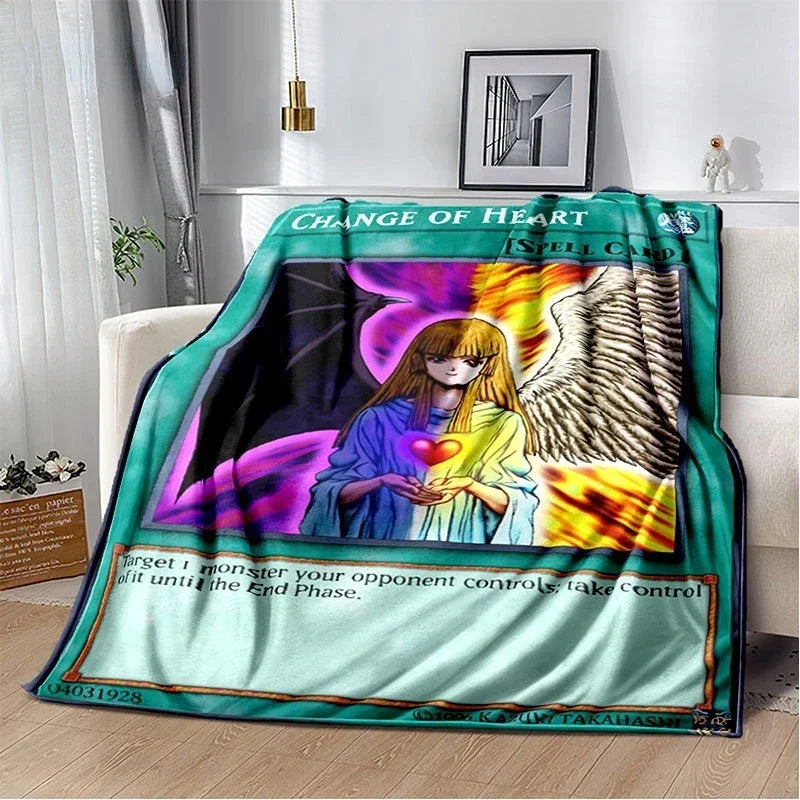 Anime Yu Gi Oh Card Throw Blanket Blue Eyes White Dragon Anime Home Decor