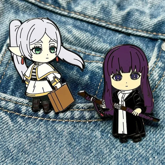 Anime Hard Enamel Pin Elf Mage and Purple Girl