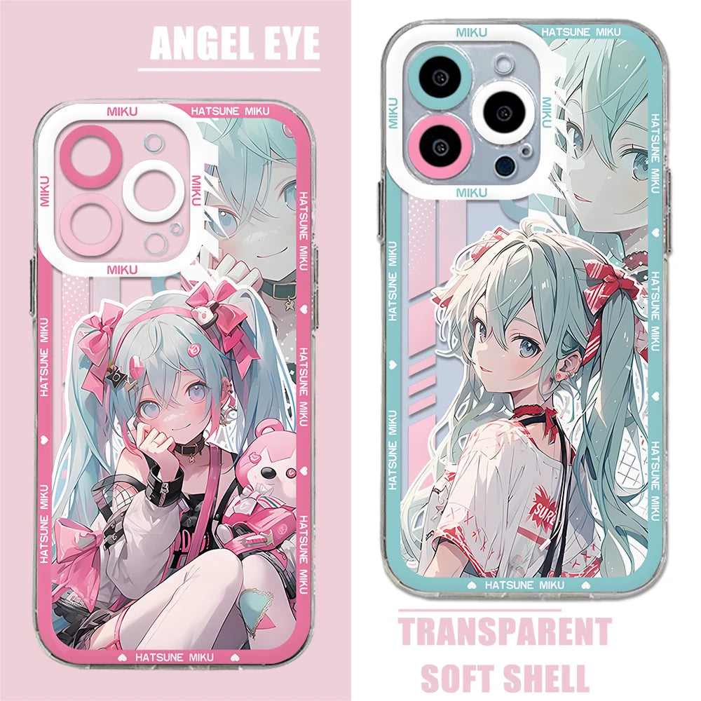 Anime H-Hatsune Mikus New Hot Phone Case For iPhone 15 14 13 12 11 Mini Pro Max X XR XSMax 6S 6 7 8 Plus SE20 Transparent Cover