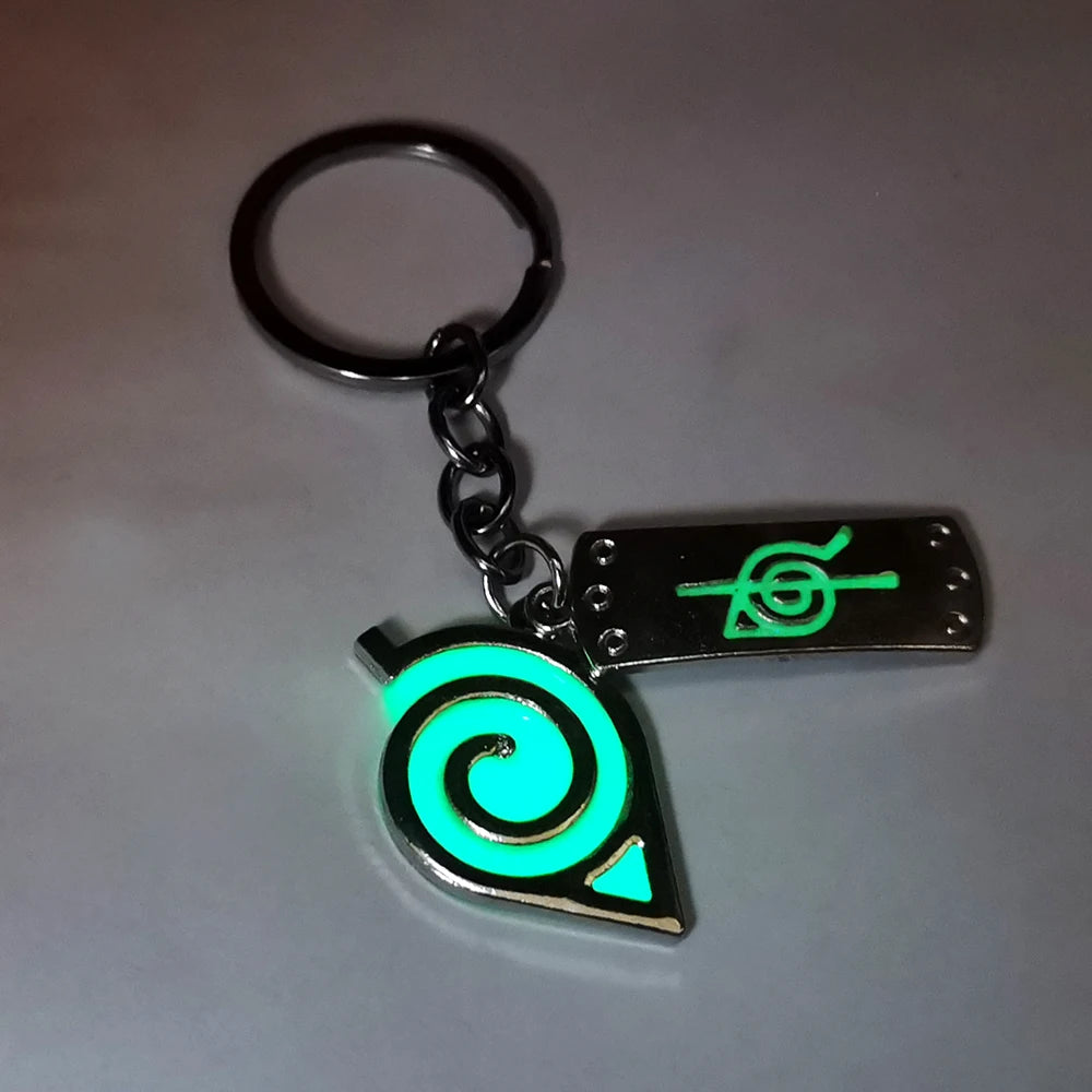 Anime Naruto Keychain Uzumaki Konoha Logo Anime Key Ring GLOW In The DARK