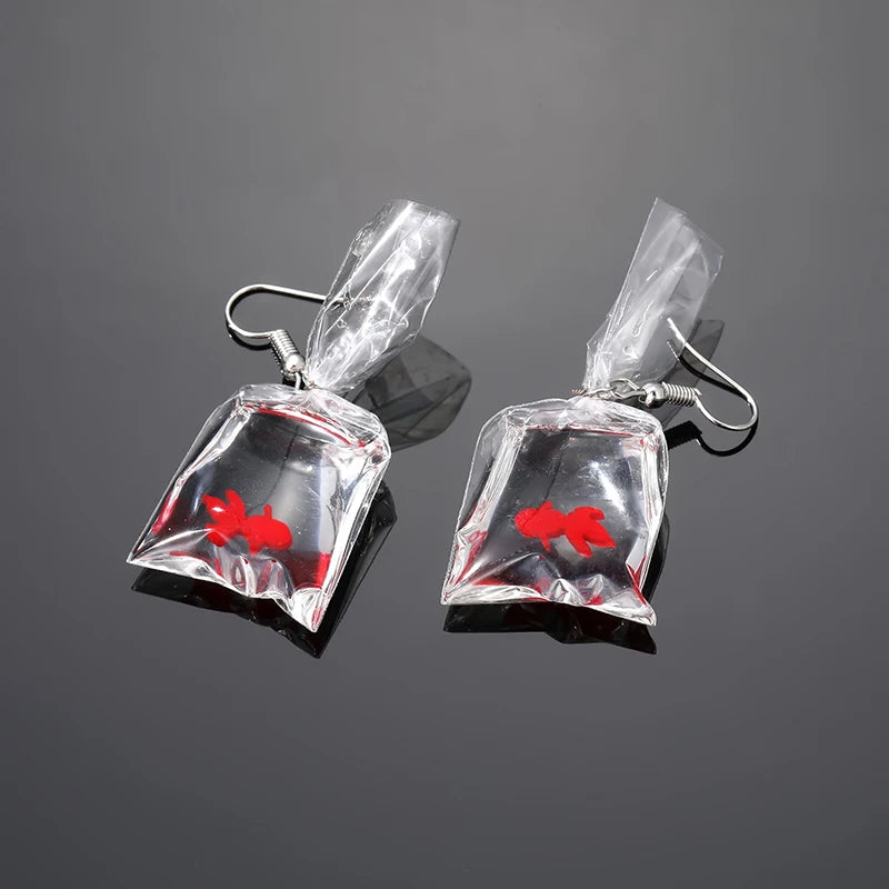 Goldfish Water Bag Earrings