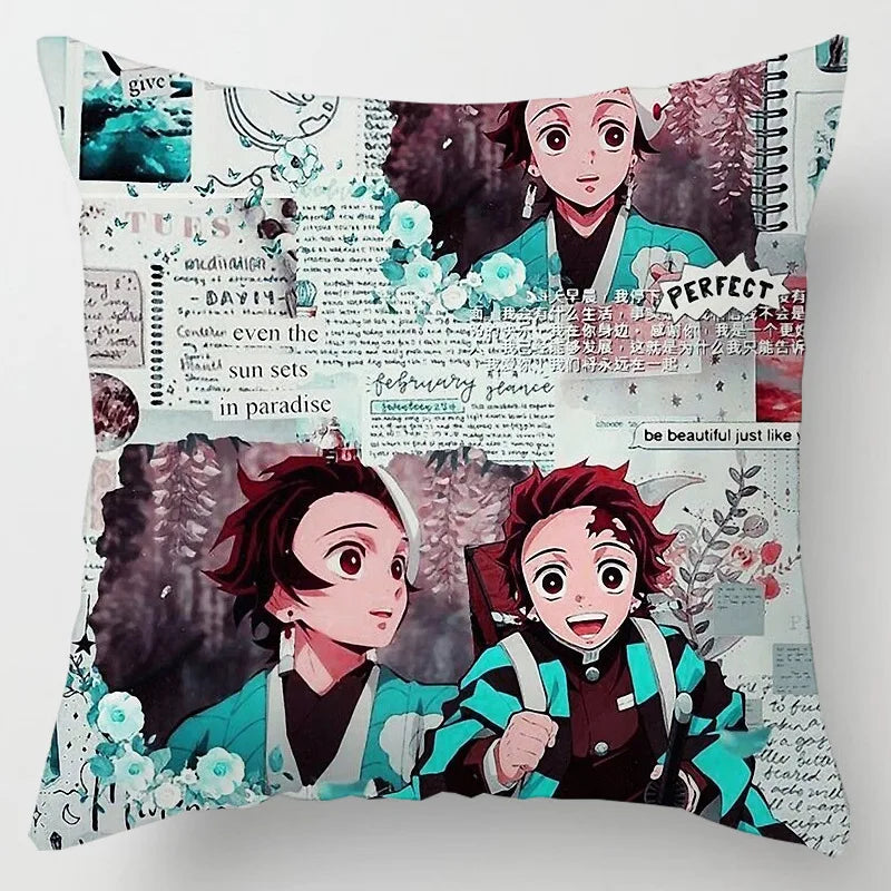 45 * 45CM Demon Slayer Kimetsu No Yaiba Pillowcase Home Decor Sofa