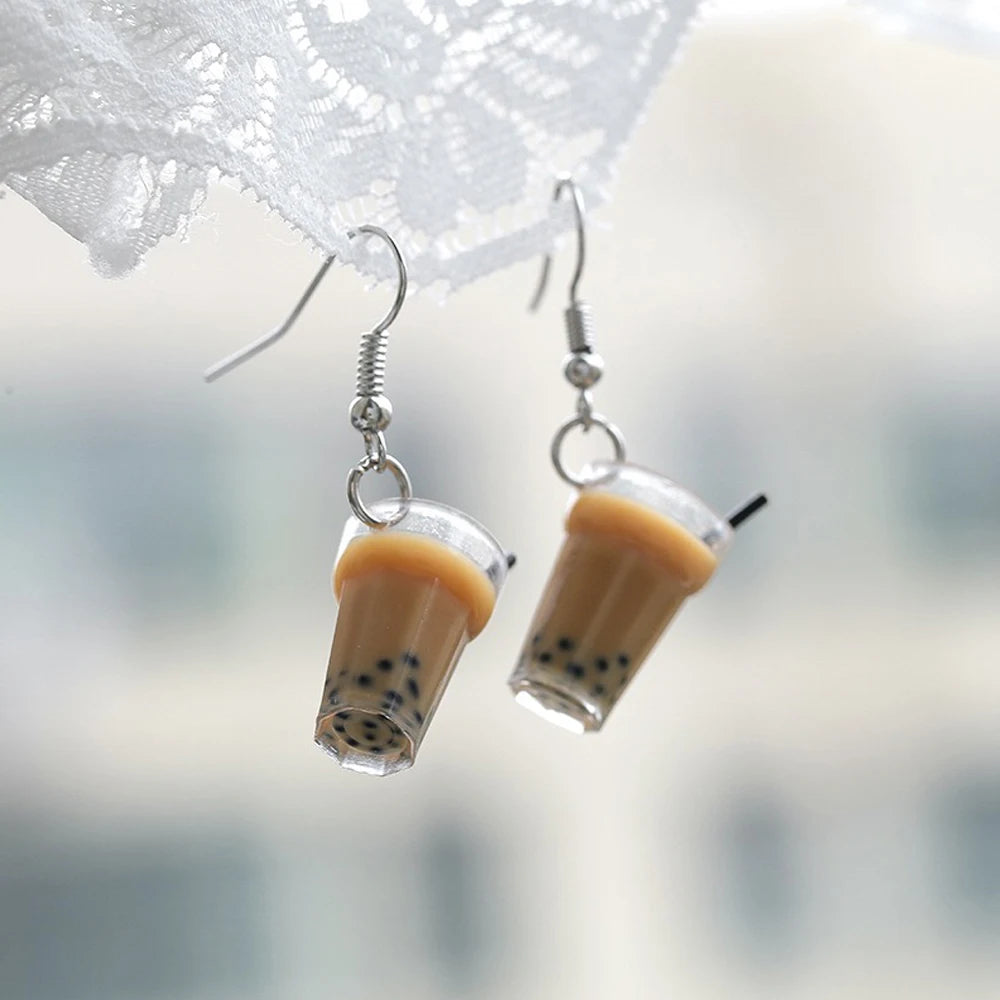 Cute 3D Simulation Bubble Tea Earrings