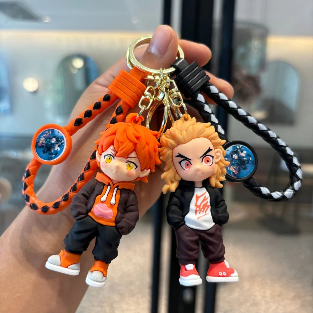 New Demon Slayer Kimetsu No Yaiba Characters Bag Pendant Car Key Chain Ring Fans