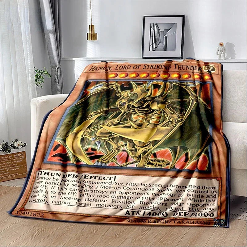 Anime Yu Gi Oh Card Throw Blanket Blue Eyes White Dragon Anime Home Decor