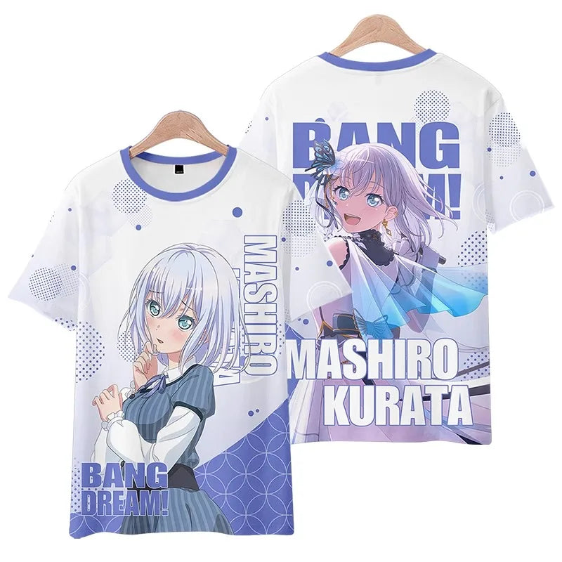 Anime BanG Dream! Poppin'Party Print T shirts Fashion