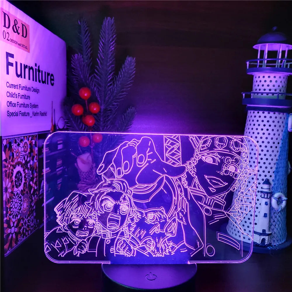 Demon Slayer Nezuko Tanjirou Zenitsu 3D Night Lights Kimetsu no Yaiba Akaza LED Figure Night Lamp