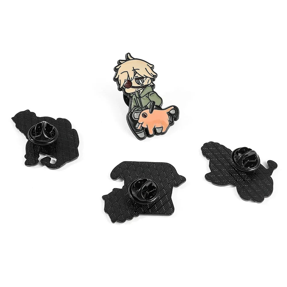 Chainsaw Man Anime Brooch Cartoon Pochita Denji Enamel Pin Metal Lapel Badge Backpack Clothing Accessories Gifts for Fans