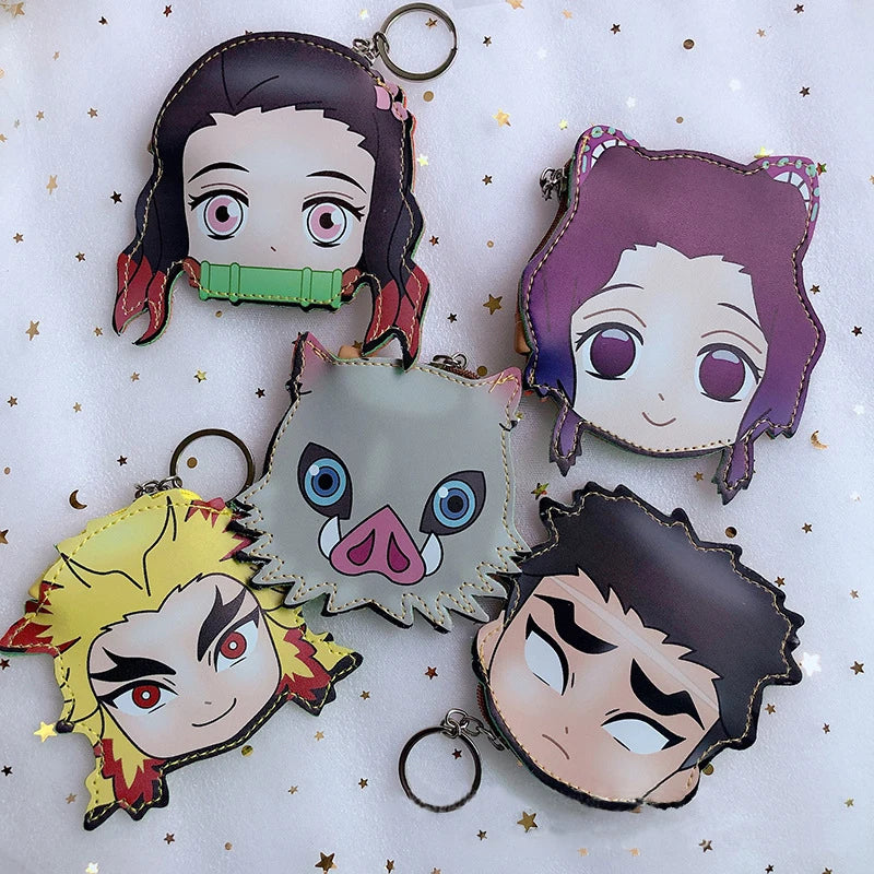 Demon Kimetsu No Yaiba Kamado Nezuko Hashibira Inosuke Coin Wallet Purse Keychain Handbag