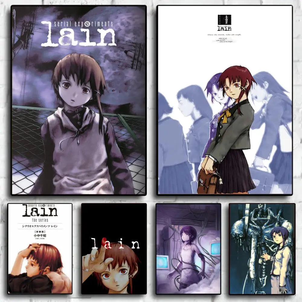 Serial Experiments Lain Anime Movie Sticky Posters Fancy Wall Sticker for Room Bar Decoration