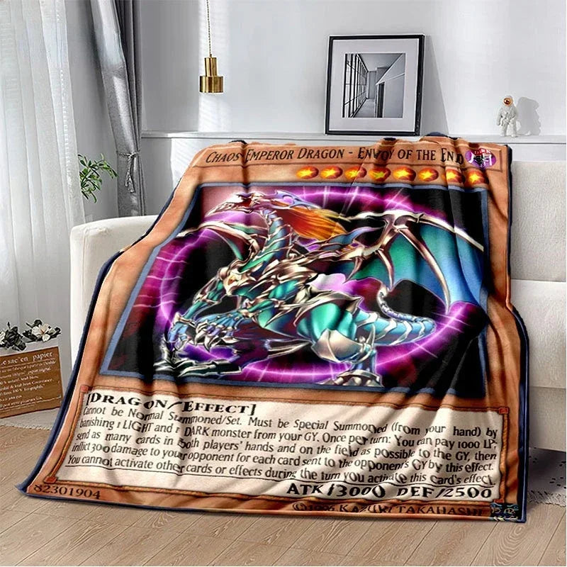 Anime Yu Gi Oh Card Throw Blanket Blue Eyes White Dragon Anime Home Decor